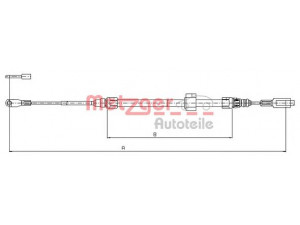 METZGER 10.9883 trosas, stovėjimo stabdys 
 Stabdžių sistema -> Valdymo svirtys/trosai
901 420 2785