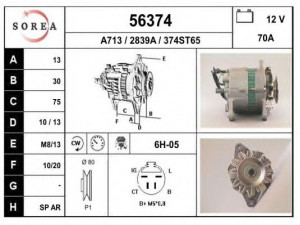 EAI 56374 kintamosios srovės generatorius
8970301440, LR170419, LR170419B