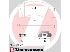 ZIMMERMANN 24693.185.2 stabdžių trinkelių rinkinys, diskinis stabdys 
 Techninės priežiūros dalys -> Papildomas remontas
41060 3750R, 7701 209 864