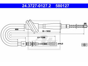 ATE 24.3727-0127.2 trosas, stovėjimo stabdys 
 Stabdžių sistema -> Valdymo svirtys/trosai
893 609 722, 893 609 722 G