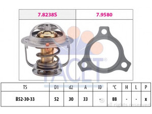 FACET 7.8238 termostatas, aušinimo skystis 
 Aušinimo sistema -> Termostatas/tarpiklis -> Thermostat