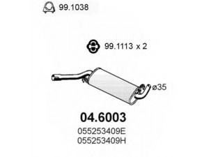 ASSO 04.6003 vidurinis duslintuvas 
 Išmetimo sistema -> Duslintuvas
055253409E, 055253409H