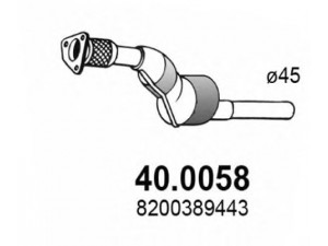 ASSO 40.0058 katalizatoriaus keitiklis 
 Išmetimo sistema -> Katalizatoriaus keitiklis
8200389443