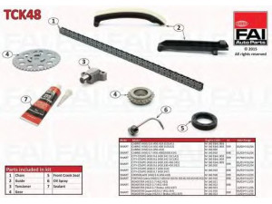FAI AutoParts TCK48 pavaros grandinės komplektas 
 Variklis -> Variklio uždegimo laiko reguliavimo kontrolė -> Sinchronizavimo grandinė/įtempiklis/kreiptuvas -> Pavaros grandinės komplektas
0007680V001000000