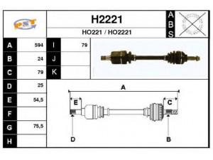 SNRA H2221 kardaninis velenas