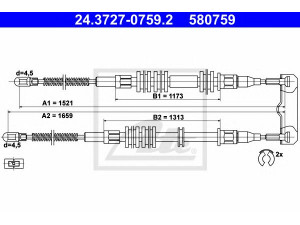 ATE 24.3727-0759.2 trosas, stovėjimo stabdys 
 Stabdžių sistema -> Valdymo svirtys/trosai
5 22 000, 5 22 618, 90447335, 9191225