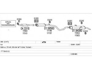 MTS C260496008279 išmetimo sistema 
 Išmetimo sistema -> Išmetimo sistema, visa