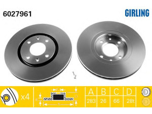 GIRLING 6027961 stabdžių diskas 
 Stabdžių sistema -> Diskinis stabdys -> Stabdžių diskas
4246L8, 4249J1, 4246N0, 4246R7