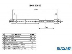 BUGIAD BGS10943 dujinė spyruoklė, bagažinė 
 Priedai -> Bagažinė/pakrovimo skyrius
74820S5SE01, 74870S5SE01