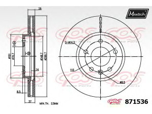 MAXTECH 871536.6060 stabdžių diskas 
 Stabdžių sistema -> Diskinis stabdys -> Stabdžių diskas
13502051, 13503988, 5 69 070, 5 69 076