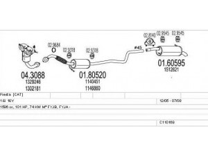 MTS C110169003880 išmetimo sistema 
 Išmetimo sistema -> Išmetimo sistema, visa