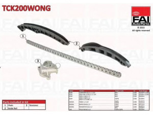 FAI AutoParts TCK200WONG pavaros grandinės komplektas 
 Variklis -> Variklio uždegimo laiko reguliavimo kontrolė -> Sinchronizavimo grandinė/įtempiklis/kreiptuvas -> Pavaros grandinės komplektas