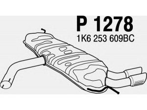 FENNO P1278 galinis duslintuvas 
 Išmetimo sistema -> Duslintuvas
1K6253609BC