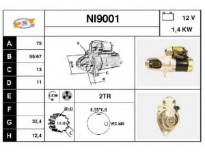 SNRA NI9001 starteris
2330031U01, 2330031U02, S114801A