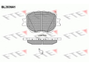 FTE BL2839A1 stabdžių trinkelių rinkinys, diskinis stabdys 
 Techninės priežiūros dalys -> Papildomas remontas
04465-30330, 04465-30480
