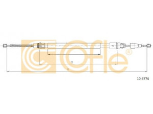 COFLE 10.6774 trosas, stovėjimo stabdys 
 Stabdžių sistema -> Valdymo svirtys/trosai
7700823689