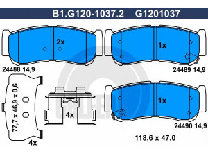 GALFER B1.G120-1037.2 stabdžių trinkelių rinkinys, diskinis stabdys 
 Techninės priežiūros dalys -> Papildomas remontas
58302-2BA20
