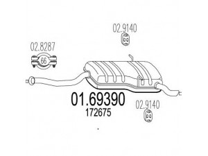 MTS 01.69390 galinis duslintuvas 
 Išmetimo sistema -> Duslintuvas
172675