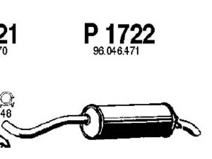 FENNO P1722 galinis duslintuvas 
 Išmetimo sistema -> Duslintuvas
95576334, 95588571, 95600643, 96046471