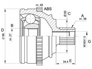 OPEN PARTS CVJ5227.10 jungčių komplektas, kardaninis velenas 
 Ratų pavara -> Sujungimai/komplektas
701407321E, 701407321G, 701498099C