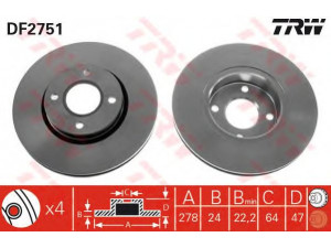 TRW DF2751 stabdžių diskas 
 Stabdžių sistema -> Diskinis stabdys -> Stabdžių diskas
4044278, 4056031, 4070864, 5026785