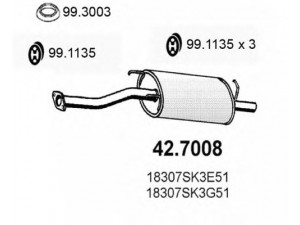 ASSO 42.7008 galinis duslintuvas 
 Išmetimo sistema -> Duslintuvas
18307SK3E51, 18307SK3G51, EGP1614EVA