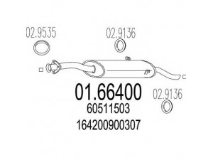 MTS 01.66400 galinis duslintuvas 
 Išmetimo sistema -> Duslintuvas
164200900307, 60511503