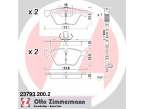 ZIMMERMANN 23793.200.2 stabdžių trinkelių rinkinys, diskinis stabdys 
 Techninės priežiūros dalys -> Papildomas remontas