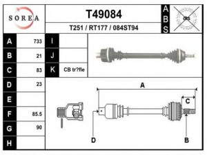 EAI T49084 kardaninis velenas 
 Ratų pavara -> Kardaninis velenas
7700744068, 7700855376, 7700860016