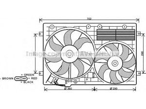 PRASCO VW7529 ventiliatorius, radiatoriaus 
 Aušinimo sistema -> Oro aušinimas
1K0121207AD, 1K0959455AG, 1K0959455CP