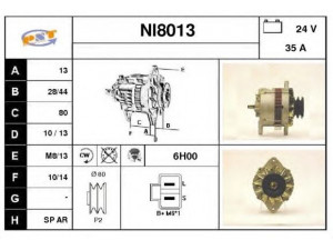 SNRA NI8013 kintamosios srovės generatorius
23100C8604, LR235402