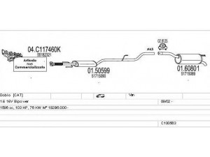 MTS C100563013280 išmetimo sistema 
 Išmetimo sistema -> Išmetimo sistema, visa
