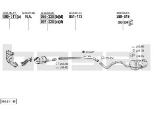 BOSAL 066.911.85 išmetimo sistema 
 Išmetimo sistema -> Išmetimo sistema, visa