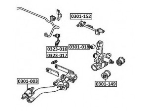 ASVA 0323-017 šarnyro stabilizatorius 
 Ašies montavimas/vairavimo mechanizmas/ratai -> Stabilizatorius/fiksatoriai -> Savaime išsilyginanti atrama
52321-S5A-013
