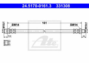 ATE 24.5170-0161.3 stabdžių žarnelė 
 Stabdžių sistema -> Stabdžių žarnelės
437 611 775, 893 611 775 A, 437 611 775