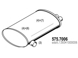 ASSO 575.7006 vidurinis / galinis duslintuvas 
 Išmetimo sistema -> Duslintuvas
139341000006