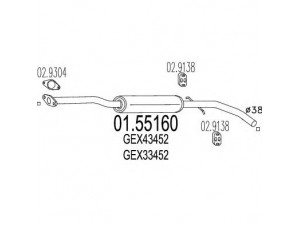 MTS 01.55160 vidurinis duslintuvas 
 Išmetimo sistema -> Duslintuvas
GEX33452, GEX43452