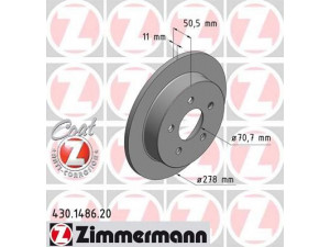 ZIMMERMANN 430.1486.20 stabdžių diskas 
 Stabdžių sistema -> Diskinis stabdys -> Stabdžių diskas
569 107, 569 110, 90542180, 9195294