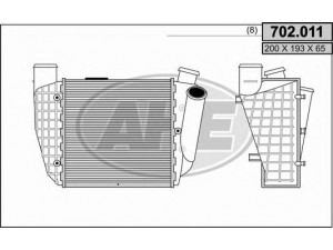 AHE 702.011 tarpinis suslėgto oro aušintuvas, kompresorius 
 Variklis -> Oro tiekimas -> Įkrovos agregatas (turbo/superįkrova) -> Tarpinis suslėgto oro aušintuvas
8E0145806C