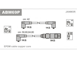 JANMOR ABM69P uždegimo laido komplektas 
 Kibirkšties / kaitinamasis uždegimas -> Uždegimo laidai/jungtys