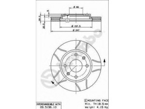 BREMBO 09.5196.75 stabdžių diskas 
 Stabdžių sistema -> Diskinis stabdys -> Stabdžių diskas
424996, 91517695, 95661747