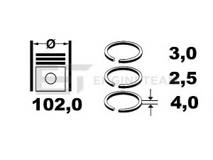 ET ENGINETEAM R1000800 stūmoklio žiedų komplektas 
 Variklis -> Cilindrai/stūmokliai
0030309724, 9060300124