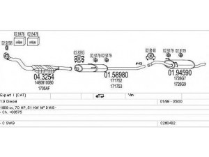 MTS C260402005537 išmetimo sistema 
 Išmetimo sistema -> Išmetimo sistema, visa