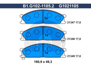 GALFER B1.G102-1105.2 stabdžių trinkelių rinkinys, diskinis stabdys 
 Techninės priežiūros dalys -> Papildomas remontas
41060-08N90, 41060-08N91, 41060-08N92