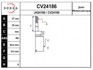 EAI CV24186K jungčių komplektas, kardaninis velenas