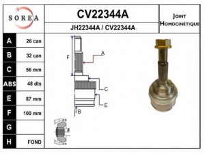 EAI CV22344AK jungčių komplektas, kardaninis velenas