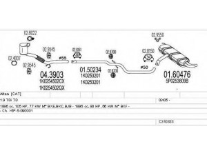 MTS C310333010729 išmetimo sistema 
 Išmetimo sistema -> Išmetimo sistema, visa