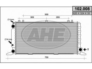 AHE 102.008 radiatorius, variklio aušinimas 
 Aušinimo sistema -> Radiatorius/alyvos aušintuvas -> Radiatorius/dalys
893121251H