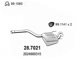 ASSO 28.7021 galinis duslintuvas 
 Išmetimo sistema -> Duslintuvas
2024900315, 2024901921, 2024902021