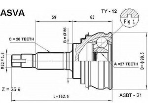 ASVA TY-12 jungčių komplektas, kardaninis velenas 
 Ratų pavara -> Sujungimai/komplektas
43410-32130, 43410-32131, 43420-32111